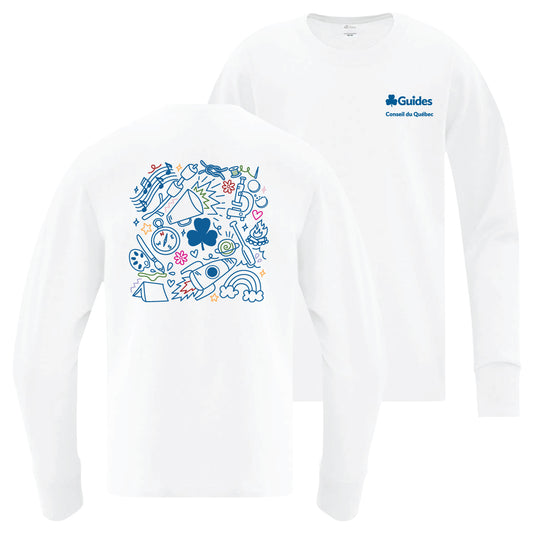 QC COUNCIL - YOUTH LONG SLEEVE T SHIRT - WHITE - ATC1015Y - FRENCH