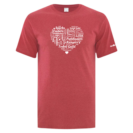 HEART WORDLE - ADULT T SHIRT - HEATHER RED - ATC1000