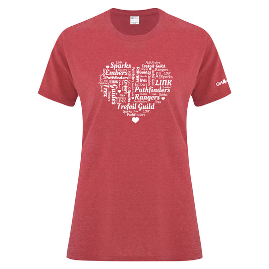 HEART WORDLE - LADIES T SHIRT - HEATHER RED - ATC1000L