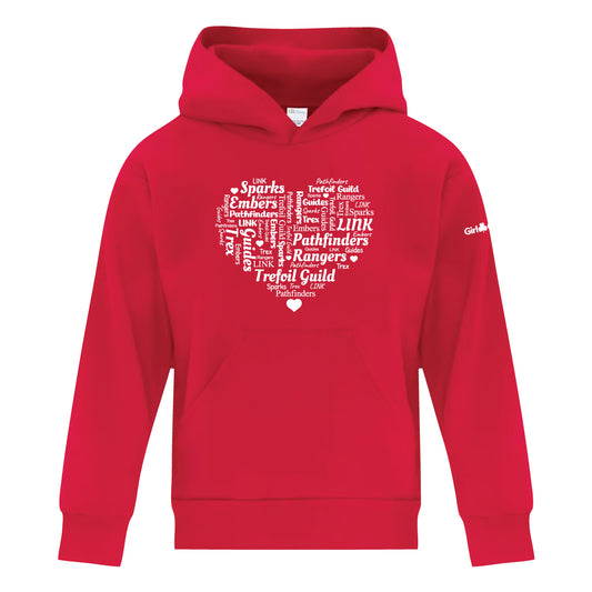 HEART WORDLE - YOUTH PULLOVER HOODIE  - RED - ATCY2500