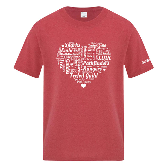 HEART WORDLE - YOUTH T SHIRT - HEATHER RED - ATC1000Y